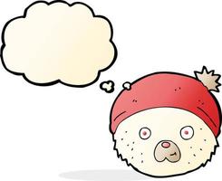 visage d'ours en peluche dessin animé avec bulle de pensée vecteur