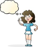 dessin animé femme de chambre inquiète avec bulle de pensée vecteur