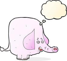 dessin animé éléphant rose avec bulle de pensée vecteur