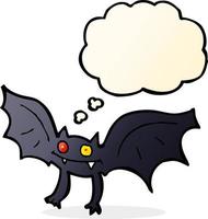 chauve-souris vampire dessin animé avec bulle de pensée vecteur