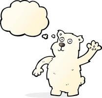 dessin animé agitant l'ours polaire avec bulle de pensée vecteur