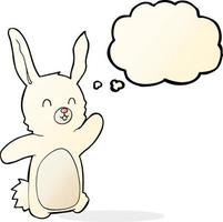 dessin animé lapin heureux avec bulle de pensée vecteur