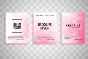 ensemble de brochures commerciales polygone rose vecteur