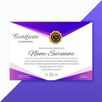 certificat d'appréciation coudé violet vecteur