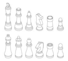 jeu d'icônes d'échecs contour vectoriel