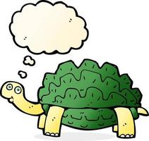 tortue de dessin animé avec bulle de pensée vecteur