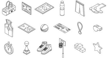 icônes d'équipement de basket-ball définies contour vectoriel