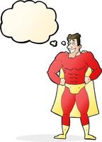 super-héros de dessin animé avec bulle de pensée vecteur