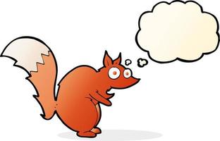 dessin animé drôle d'écureuil surpris avec bulle de pensée vecteur