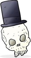 crâne de dessin animé portant un chapeau haut de forme vecteur