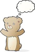 ours en peluche dessin animé avec bulle de pensée vecteur