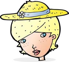dessin animé femme portant un chapeau d'été vecteur
