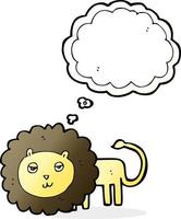 lion de dessin animé avec bulle de pensée vecteur