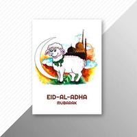 carte de voeux eid al-adha avec lune et mouton vecteur