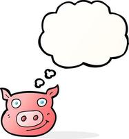 visage de cochon dessin animé avec bulle de pensée vecteur