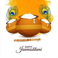 joyeux festival de janmashtami avec deux plumes vecteur