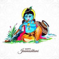 fond de carte seigneur krishna janmashtami vecteur