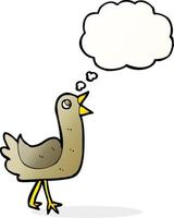 oiseau de dessin animé avec bulle de pensée vecteur
