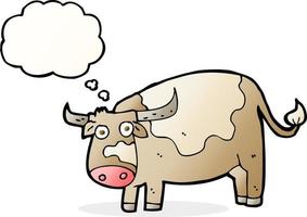 dessin animé vache avec bulle de pensée vecteur