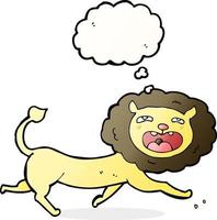 lion de dessin animé avec bulle de pensée vecteur