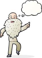dessin animé stressé vieil homme avec bulle de pensée vecteur