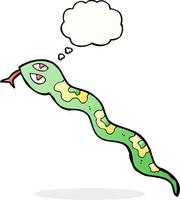 dessin animé serpent sifflant avec bulle de pensée vecteur