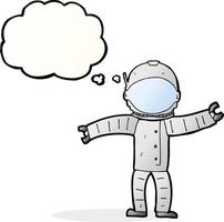astronaute de dessin animé avec bulle de pensée vecteur