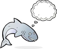 requin dessin animé avec bulle de pensée vecteur