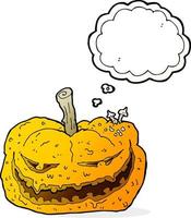 citrouille d'halloween de dessin animé avec bulle de pensée vecteur