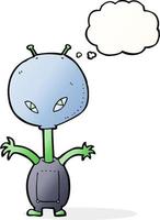 extraterrestre de dessin animé avec bulle de pensée vecteur