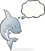 requin drôle de bande dessinée avec bulle de pensée vecteur