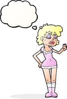 dessin animé femme faisant un geste dédaigneux avec bulle de pensée vecteur