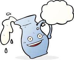 pot à lait de dessin animé avec bulle de pensée vecteur