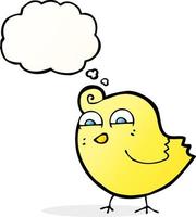 oiseau drôle de dessin animé avec bulle de pensée vecteur