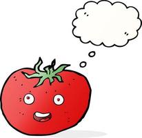 tomate de dessin animé avec bulle de pensée vecteur