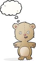 ours en peluche dessin animé avec bulle de pensée vecteur