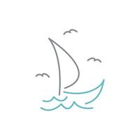 bateau à voile, croisières quotidiennes, voyages en mer, logo-icône vectoriel