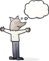 loup-garou de dessin animé avec bulle de pensée vecteur