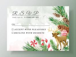 beau modèle de carte d'invitation de mariage avec thème de noël vecteur