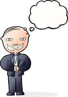 dessin animé vieil homme avec moustache avec bulle de pensée vecteur