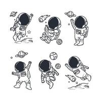 ensemble d'astronautes de tatouage minimaliste vecteur