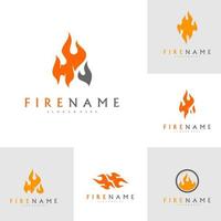 flammes de feu, ensemble d'icônes vectorielles d'inspiration de conception de logo de feu vecteur