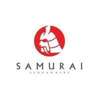 vecteur de conception de logo de tête de samouraï. modèle de logo de guerrier samouraï