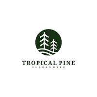 modèle vectoriel de conception de logo de pin, illustration de concepts de logo de forêt tropicale.