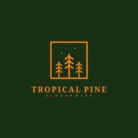 modèle vectoriel de conception de logo de pin, illustration de concepts de logo de forêt tropicale.