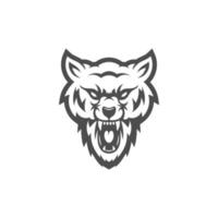 création de logo illustration tête de loup. art vectoriel de mascotte de loup. image frontale symétrique du loup qui a l'air dangereux.