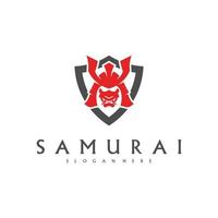 vecteur de conception de logo de tête de samouraï. modèle de logo de guerrier samouraï