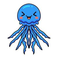 dessin animé mignon petite méduse bleue vecteur