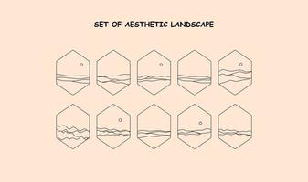 ensemble de paysage esthétique. paysage de lignes abstraites vecteur