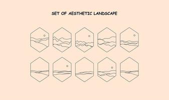 ensemble de paysage esthétique. paysage de lignes abstraites vecteur